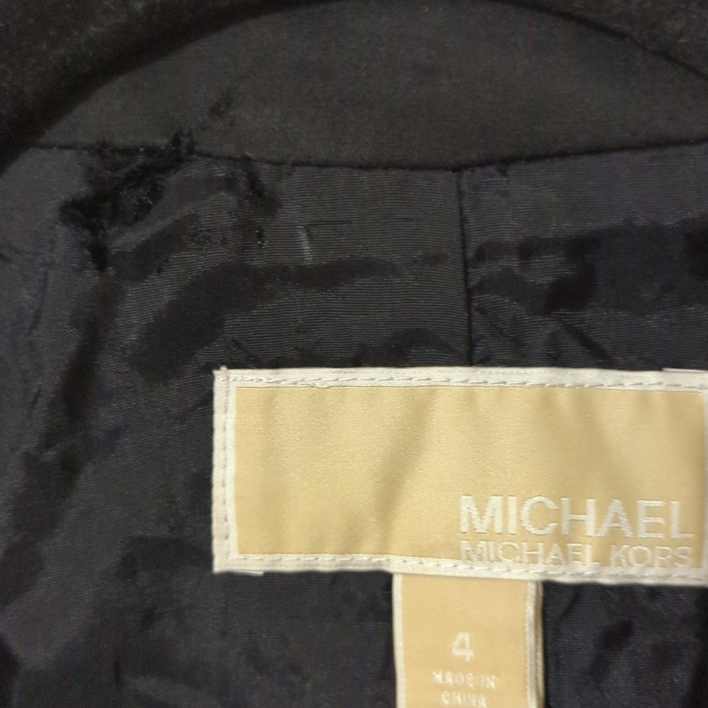 Michael Michael Kors Black Gold Zip Buttons Women's Double Breasted Jacket - Picture 10 of 10